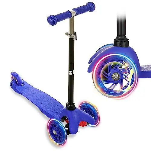 Produktbild: ZIZITO Timo 1 Kinderroller - Leichter Cityroller mit Leuchtenden LED Rädern & Faltbar, Ideal als Kinderscooter & Tretroller für Kinder ab 3 Jahre, Belastbar bis 50 kg
