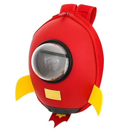 Produktbild: Zizito Rakete 3D Kinderrucksack Vorschulrucksäcke Leichtgewicht Rucksack Für Kleinkind Mit Hartschale Kita Vorschule Tasche Mit Fensterloch Süß Backpack Ab 3 Jahre (Rot)