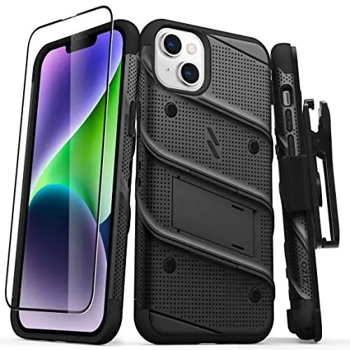 Produktbild: ZIZO Schutzhülle für iPhone 14 Max (6,7), mit Displayschutzfolie, Ständer, Schwarz