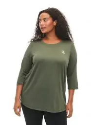 Produktbild: Zizzi Active by Damen Größe Größen Trainingstop 3/4 Ärmel Gr 54-56 Thyme