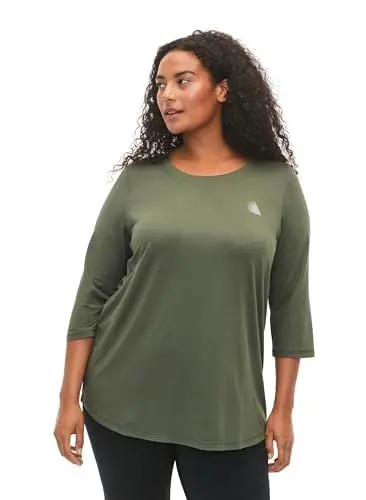 Produktbild: Zizzi Active by Damen Größe Größen Trainingstop 3/4 Ärmel Gr 54-56 Thyme