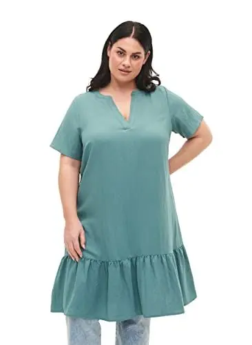 Produktbild: Zizzi Damen Große Größen Viskose Kurze Ärmel V-Ausschnitt Gr 46-48 Sea Pine