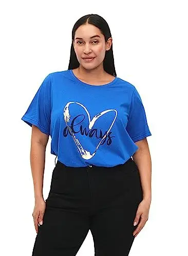 Produktbild: Zizzi Flash by Damen Plus Größe T-Shirts 2er Pack Aufdruck Größe 46-48 Princess B./Black