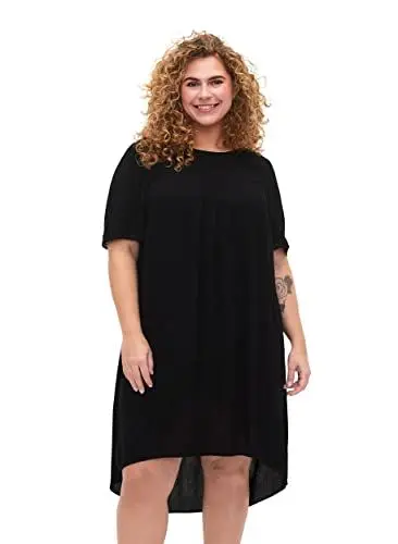 Produktbild: Zizzi Frauen Große Größen Kleid Viskose Kurzarm Größe 54-56 Black