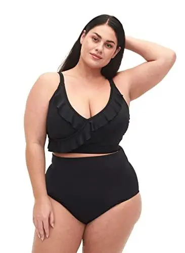 Produktbild: Zizzi Swim by Damen Große Größen Bikini Unterteil Hochtailliert Gr Gr 46 Black
