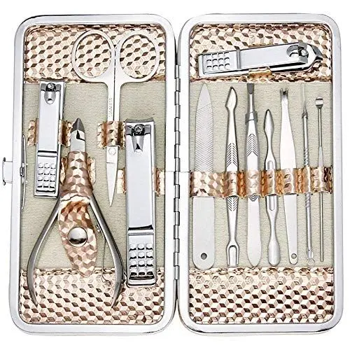 Produktbild: ZIZZON Maniküre-Set, Nagelknipser, Pediküre-Set, professionelles Maniküre-Set, Pflege-Set, Nagelpflege-Werkzeuge mit Reiseetui (Roségold)