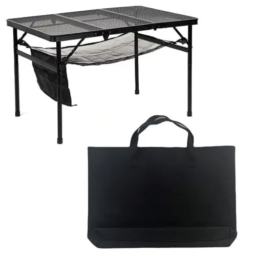Produktbild: ZJchao Aluminium-Klapptisch, Dreifach Klappbarer Picknicktisch, Klapptisch, Picknicktisch, Campingtisch, Camping, Picknick und Grill (Klapptisch mit Netztasche und Aufbewahrungstasche)