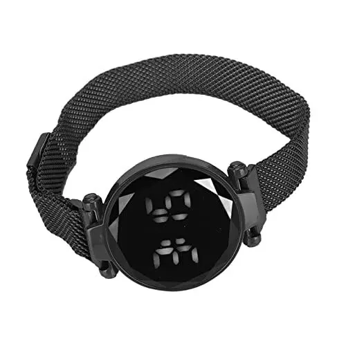 Produktbild: ZJchao Digitale Uhr Damen Armbanduhr Legierung Armband Damenuhr Touchscreen Elektronische Uhren Frauen Business Watch, Wasserdicht Glas Digitale LED-Uhr für Mädchen(Schwarz)