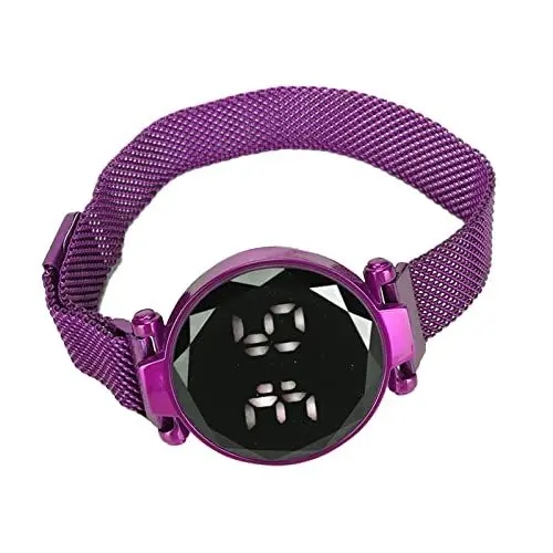 Produktbild: ZJchao Digitale Uhr Damen Armbanduhr Legierung Armband Damenuhr Touchscreen Elektronische Uhren Frauen Business Watch, Wasserdicht Glas Digitale LED-Uhr für Mädchen(Lila)