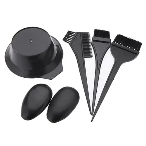 Produktbild: Haarfärbepinsel und Schüssel-Set, 5-teiliges Haarfärbepinsel-Set für Salon-Haarfarbe Schwarz, Haarfärbepinsel-Set, Haarbleichset, Haarbleichset für Dunkles Haar mit Applikator