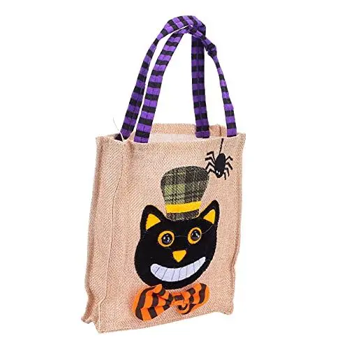 Produktbild: ZJchao Halloween-Einkaufstasche, Süßes oder Saures-Taschen mit Griff für Thanksgiving, Entworfen mit Hexen-, Jungtier-, Kürbis- und Schwarzen Katzenmustern, Ideal für Familientreffen