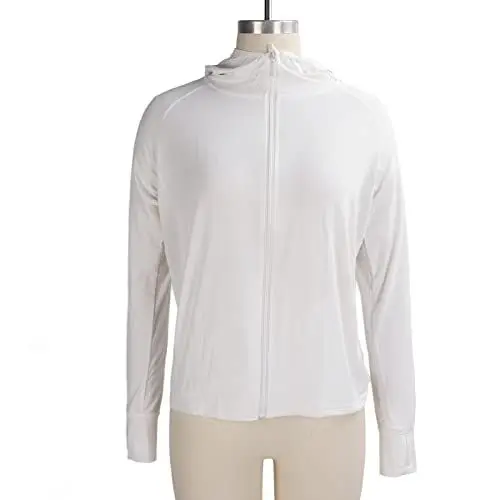Produktbild: ZJchao Sonnenschutz-Hoodie-Jacke, Damen-Laufjacke mit Durchgehendem Reißverschluss, UV-beständiger, Atmungsaktiver, Langärmliger Weißer Sonnenmantel, Aktive Sport-Yoga-Jacke(XL/2XL)