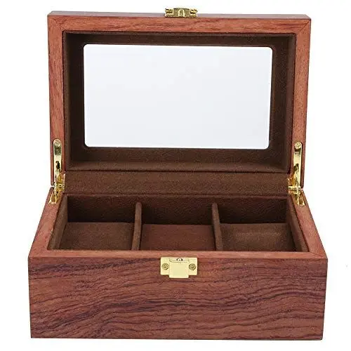 Produktbild: ZJchao Uhrenbox 3 Slots, Uhrenkasten Uhrenvitrine Klassisches Holz Uhrenschatulle mit Glasdeckel herausnehmbaren Uhrenkissen Uhrenkoffer Uhren Aufbewahrung für Männer