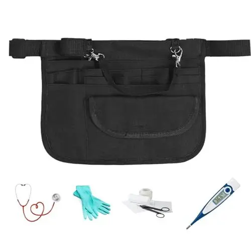 Produktbild: ZJchao Verstellbare Hüfttasche für Krankenschwestern mit Mehreren Taschen für Stethoskop, Schere, Notfallbedarf, Medizinische Utility-Gürteltasche