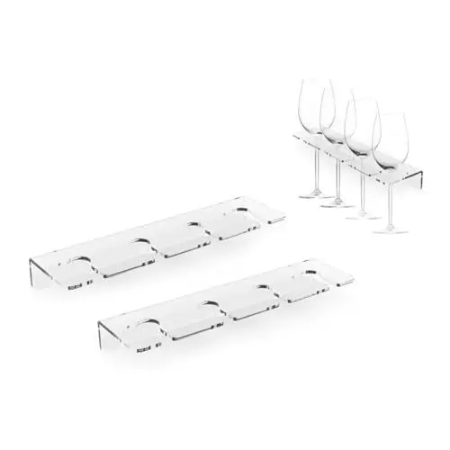 Produktbild: Topyond Wandmontierter Weinglashalter aus Acryl, platzsparendes Design für 8 Stielgläser, stilvolle Weinaufbewahrungslösung für Zuhause, Küche, Bar oder Partys (Schwarz)
