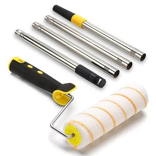 Produktbild: ZJTAPE Farbroller mit Teleskopstangen - 3 Stücke Set Profi Farbwalze, 1 Malerwalze（Breite 18cm）Malerwalze - Bügel, Maler Farbzubehör - Fassadenfarbe, Streichen hoher Wände und Decken
