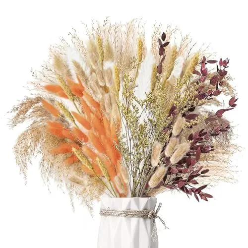 Produktbild: ZJTAPE Pampasgras Getrocknet - 110 Stück Herbst Dekoration Natürliche Trockenblumen, Getrocknet Blumen Herbstdeko, Trockenblumenstrauß Dried Flowers für Herbst Hochzeits, Tischdekoration Boho Dekor