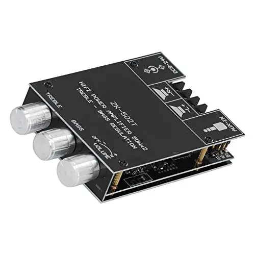 Produktbild: ZK‑502T Leistungsverstärker-Platinenmodul, Hochbass-Anpassung Vorverstärker-Audio-Verstärkerplatinen-Modul mit Höhen- und Basssteuerung Bluetooth AUX-Eingang,Modul