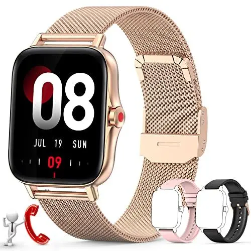Produktbild: ZKCREATION Smartwatch Damen Fitnessuhr Herren mit Telefonfunktion Pulsuhr Blutdruckmessung Schrittzähler Schlaf Tracker IP67 wasserdichte Armbanduhr Damen mit Bluetooth-Anrufe für Android iOS