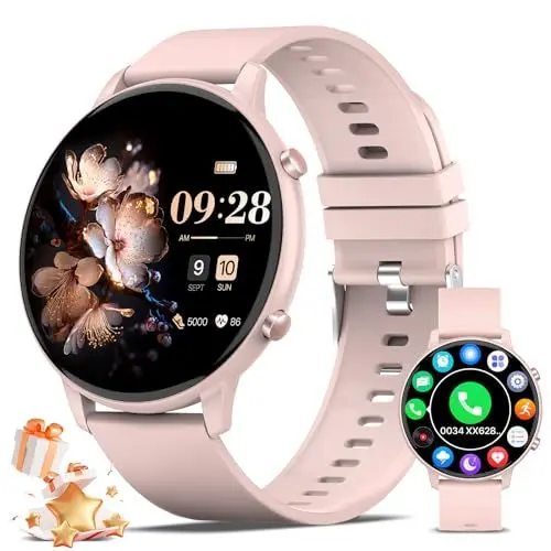 Produktbild: ZKCREATION Smartwatch Damen mit Telefonfunktion - Fitnessuhr Damen mit Pulsuhr,1.39 Zoll Touchscreen Smart Watch mit Blutsauerstoff,Schlafmonitor,Schrittzähler,100+ Sportmodi Sportuhr für Android iOS