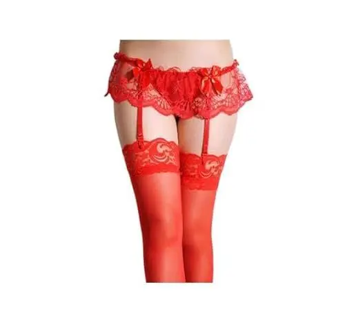 Produktbild: ZKGYUS Damen Strapsgürtel Spitze mit 4 Halter Strumpfhalter Strapsen Slips Dessous Set, Damen Sexy Strumpfgürtel Spitze Strumpfhalter