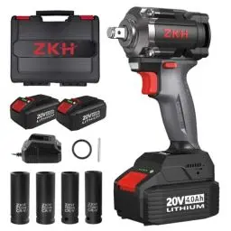 Produktbild: ZKH Akku Schlagschrauber set 20v,1/2 Zoll Bürstenloser Motor,Max Drehmoment 380NM,2500 RPM,2x4.0Ah Batterie,Drehschlagschrauber mit Schnell Ladegerät, für Familienautos.