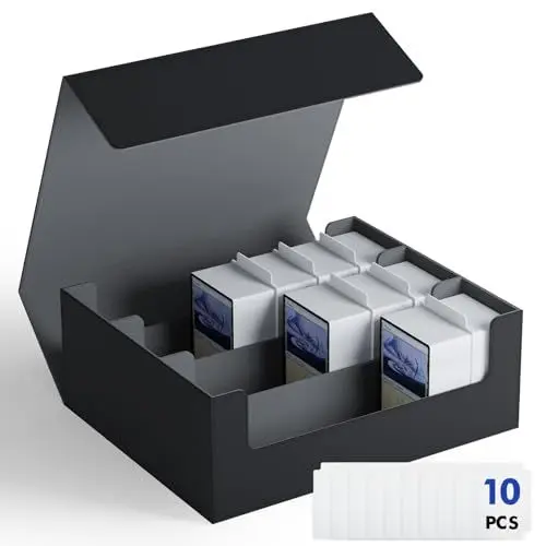 Produktbild: ZLCA Trading karten aufbewahrungsbox für TCG Karten, Triple MTG Card Deck Box hält 1800+ Karten, PU Leder Magnetverschluss Card Deckbox für Magic Commander Yugioh Sports Cards(Black)