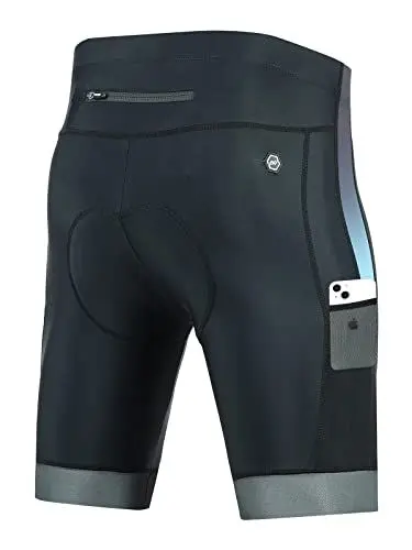 Produktbild: ZLRS Radlerhose Herren Fahrradhose mit 4D Gepolsterte Atmungsaktive Schnelltrocknende Radhose Unterwäsche Herren Fahrrad Kurz mit Taschen