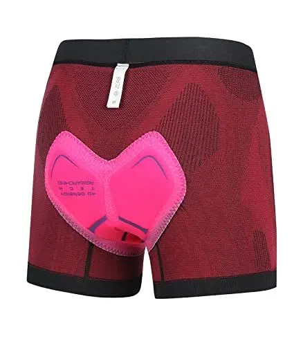 Produktbild: ZLRS Radunterhose Damen Fahrradhose Gepolstert 4D Atmungsaktiv Radlerhose Unterwäsche Fahrradunterhose Fahrradslip Fahrrad Unterhosen Rot L