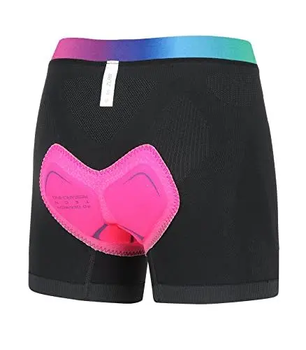 Produktbild: ZLRS Radunterhose Damen Fahrradhose Gepolstert 4D Atmungsaktiv Radlerhose Unterwäsche Fahrradunterhose Fahrradslip Fahrrad Unterhosen Regenbogenfarben M