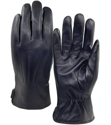 Produktbild: ZLUXURQ Herren Handschuhe aus weichem Leder mit Wollfutter, hochwertige Winterhandschuhe aus Lammleder.