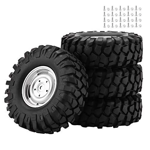 Produktbild: ZLXHDL 4-teilige RC-Car LKW-Reifen, Gummireifen mit 12-mm-Sechskantnaben, Ersatz für 1:10 RC-Crawler und Off-Road-Fahrzeuge, Hochleistungsreifen für Fernsteuerung