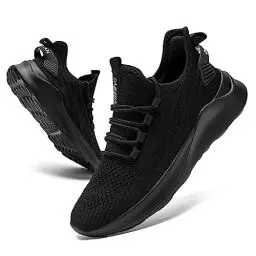 Produktbild: ZMBCYG Herren Sportschuhe Laufschuhe Turnschuhe Straßenlaufschuhe Tennisschuhe Sneaker Fitness Joggingschuhe Walkingschuhe Leichtgewichts Freizeit Atmungsaktive Schuhe Schwarz 42