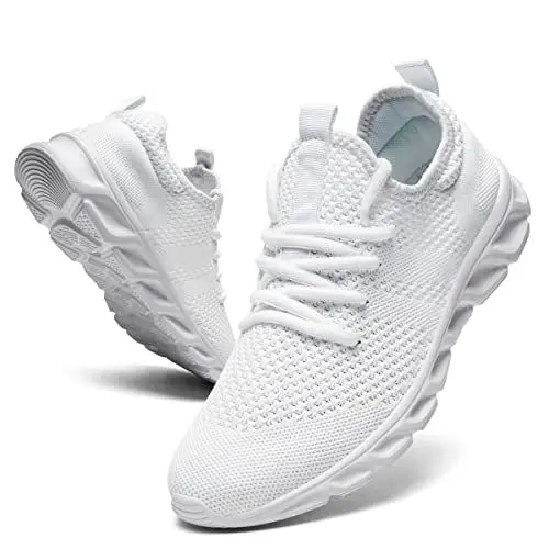 Produktbild: ZMBCYG Men’s Lightweight Running Shoes, Trainers, Sports Shoes, Street Running Shoes, Walking Shoes, Tennis Shoes, Fitness Shoes, Jogging Shoes,Weiß,44 EU