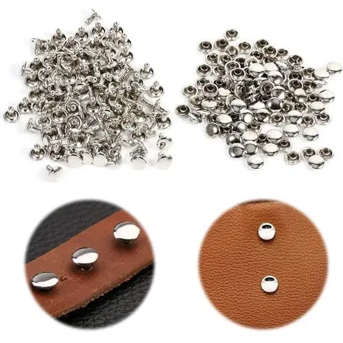 Produktbild: ZmdecQna 50 Stück Hohlnieten Leder, Ledernieten 10mm Silber, Leder Nieten Set für DIY Handwerk Reperatur Dekoration