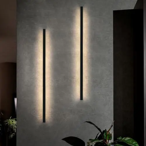Produktbild: ZMH 2ER Wandlampe led Wandleuchte innen - Modern 100CM 34W Flur Up Down Warmweiß Flurlampe Wohnzimmerlampe Schwarze Bettlampe Wandbeleuchtung für Treppenhaus Wohnzimmer Kinderzimmer Schlafzimmer