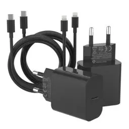 Produktbild: ZNBTCY 2er-Pack Schnellladegerät mit iPhone Ladekabel 2M, iPhone Netzteil, Schnellladekabel, Ladeadapter, 25W USB C Ladegerät und Schnellladekabel für iPhone 14/13/12/11/Pro/XR/XS/X/8 iPad(schwarz)