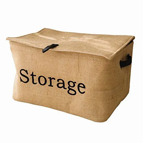 Produktbild: Znvmi Jute Aufbewahrungsbox Badezimmer Wäschekorb Aufbewahrungskiste Spielzeugkiste mit Deckel Kleidung Aufbewahrungskorb für Baby, Kinder - Groß