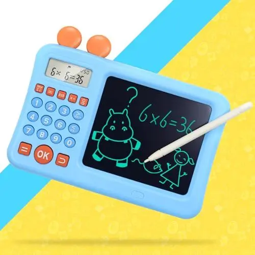 Produktbild: ZNZ Mathe-Rechner für Kinder, Elektronisches Math Rechentrainer Spielzeug mit Skizzenblock, Taschenrechner-Geschenke für Kinder im Alter von 4–13 Jungen und Mädchen, Berechnung und Logik