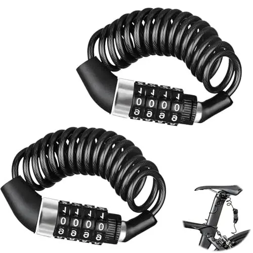 Produktbild: ZOBMIO 2pcs Helmschloss Motorrad, Helmschloss mit 4-Stelligem Zahlenschloss, Zahlenschloss Fahrrad Rost Und Korrosionsbeständig, Fahrradschloss mit Zahlencode Geeignet für Mountainbikes