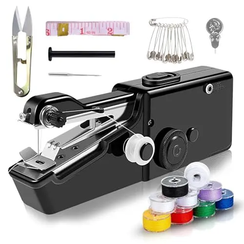 Produktbild: ZOBMIO Handnähmaschine, Tragbarkeit Sewing Machine, mit Nähzubehör Mini Nähmaschine, Nähmaschine Anfänger, Hand Nähmaschine-Geeignet für Kleidung, Cutain, DIY, Haushalt Reisen(Schwarz)