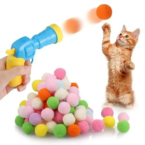 Produktbild: Zocipro 100 Stück Katzenspielzeug Ball Pistole,Interaktives Katzenspielzeug Mit Kunststoff Startwerkzeug,Interaktives Spielzeug für Katzen Indoor,Cat Toy Ball (30mm)