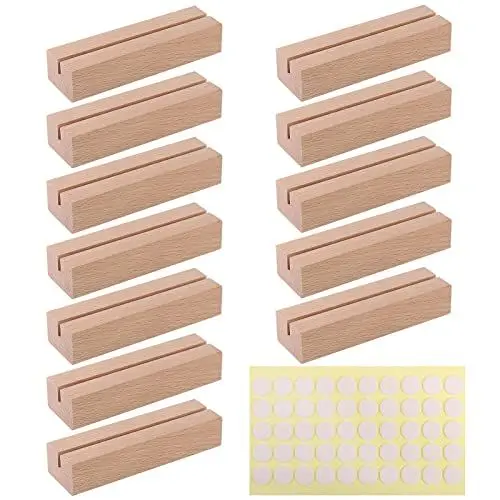 Produktbild: Zocipro 12 Stück Kartenhalter Holz,Tischkartenhalter, Menükartenhalter, Holzständer für Fotos,Holzfuß für Tischkarten für Restaurants Hochzeiten Bankette und Partys Fotoständer (10x3x2cm)