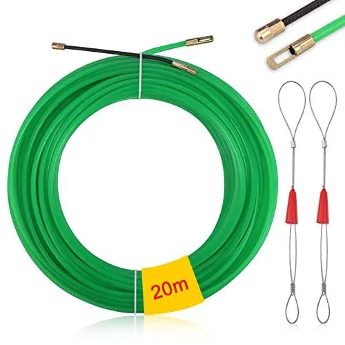 Produktbild: Zocipro 20m Kabeleinziehhilfe Einziehspirale Zugdraht,mit 2 Führungsfeder,Einziehband φ4 mm Kabeleinzug Einziehhilfen in ideales Einzugsband zur Kabelverlegung Leerrohre, Grün