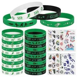 Produktbild: Zocipro 24 Stück Fußball Armbänder Kinder, mit 10 Tattoos Aufkleber,Fußball Silikonarmband für Fußball Party Zubehör, Fussball Deko Geburtstag Kinder