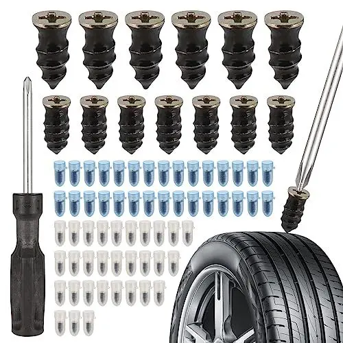 Produktbild: Zocipro 60 Stück Vakuum Reifen Reparatur Nagel,Reifenreparatur, Reifen Reparatur Nagel,mit Schraubendreher,Reifenreparatur-Gumminagel,Schlauchlose Reifen-Reparaturset, für Auto,Motorrad