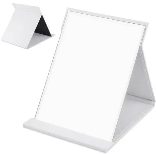 Produktbild: Zocipro Reisespiegel Klappbar,Tischspiegel,21cm x 15cm Tragbar Reise Spiegel,Exquisite High-Definition Make-up Spiegel mit Weiß PU-Leder Hülle,für Tischplatte, Handheld, Zuhause und Reisenutzung