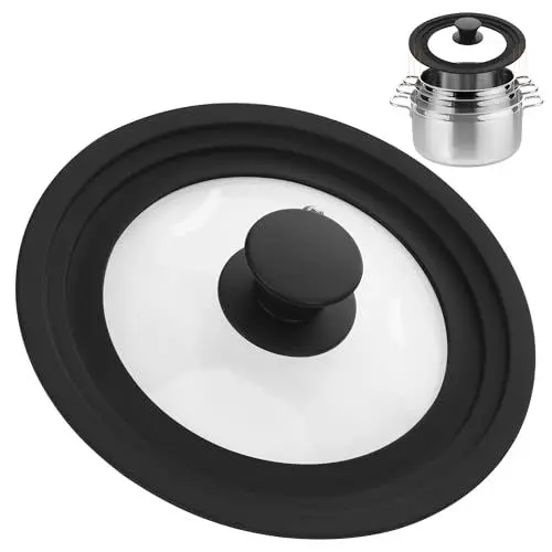Produktbild: Zocipro Universaldeckel für Pfannen, Pfanne Deckel für Ø 16-18-20 cm für Pfanne und Töpfe, Pfannendeckel mit Silikonrand, universal Glasdeckel, Topfdeckel für vielseitiges Kochen