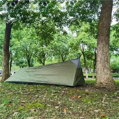 Produktbild: Zoegneer 210D Oxford-Gewebezelt, ultraleichtes Sommer-Outdoor-Zelt, 1 Person, Netz, Innenbelüftungsnetz, 220 x 70 x 60 / 35 cm (grün)