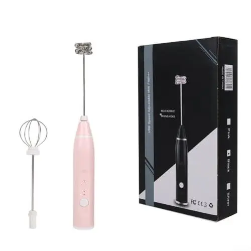 Produktbild: Zoegneer Elektrischer Milchkaffeeaufschäumer, USB-Aufladung, leiser und effizienter automatischer Mixer, Schneebesen, für die Herstellung von Kucheneis (Rosa)